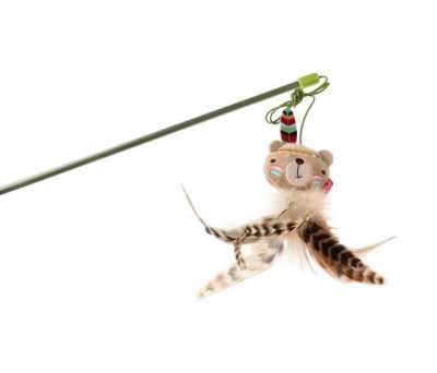 7243 Peluş Tüylü Ayı Oyuncaklı Kedi Oltası