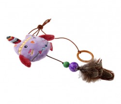 7248 Peluş Tüylü Baykuş Oyuncaklı Parmak Kedi Olta - Thumbnail