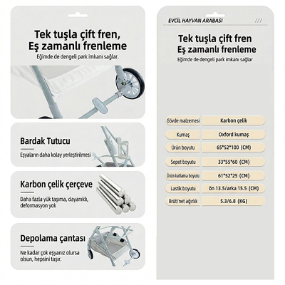 Bndc-105 Pet Arabası Pembe - Thumbnail