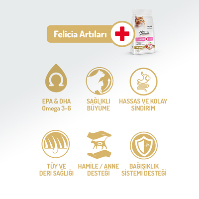 Felicia 2 Kg Kolajenli Tavuklu Az Tahıllı Yavru Kedi Maması HypoAllergenic Kedi Maması - Thumbnail