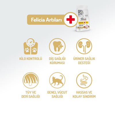 Felicia 2 Kg Kolajenli Tavuklu Az Tahıllı Kısırlaştırılmış Kedi Maması HypoAllergenic Kedi Maması - Thumbnail