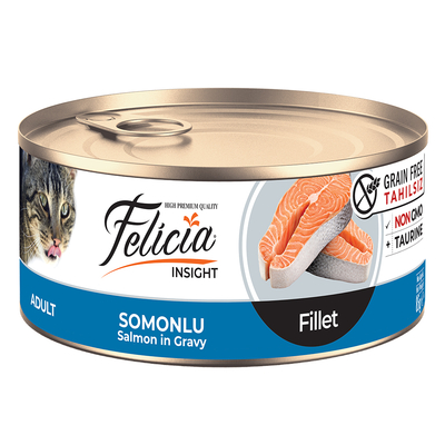 Felicia - Felicia Tahılsız 85 gr Konserve Somonlu Fileto Yaş Kedi Maması 24 Adet