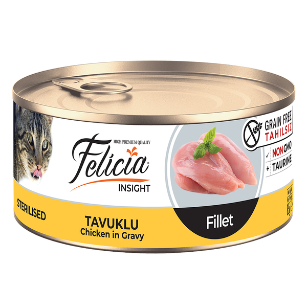 Felicia Tahılsız 85 gr Sterilised-Tavuklu Fileto . Yaş Kedi Maması 24 Adet