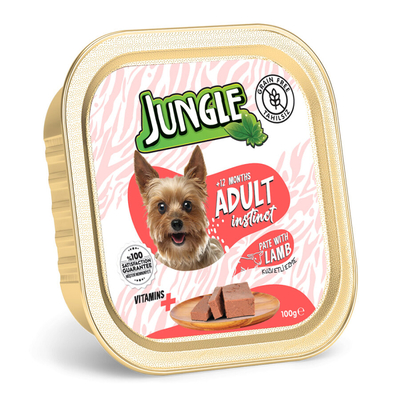 Jungle - Jungle Köpek 100g Tahılsız Kuzu Etli Pate Alucup - 16 Adet