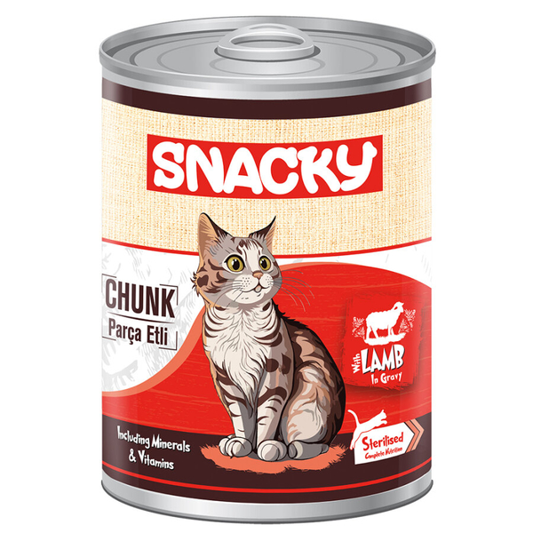 Snacky 12'li Koli-400 gr Chunk/Konserve Kuzulu Sterilised Kedi