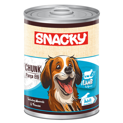 Snacky - Snacky Az Tahıllı 400 gr Chunk/Konserve KuzuEtli Yetiş.Köpek 12'li