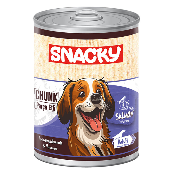Snacky Az Tahıllı 400 gr Chunk/Konserve Somonlu Yetiş.Köpek 12'li