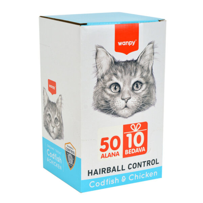 Wanpy - Wanpy Hairball Control Morina Balığı&Tavuk 12'li-F.Krema Ödül 5x14gr