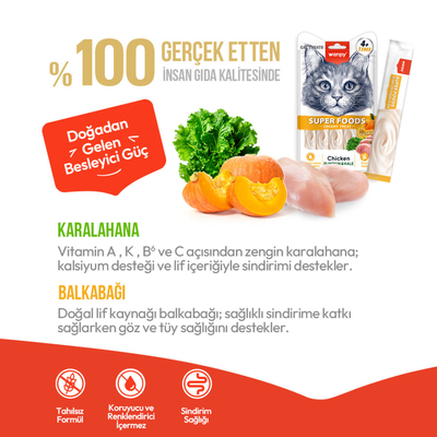 Wanpy Superfood Balkabağı & Kara Lahanalı 12’li – Krema Kedi Ödülü 5×14 g - Thumbnail