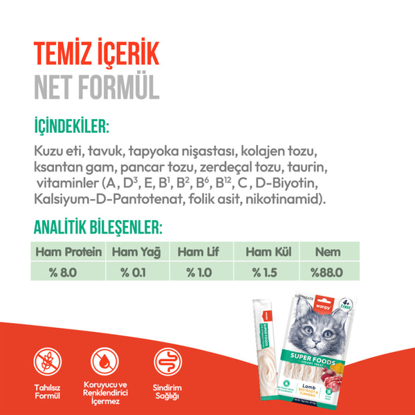 Wanpy Superfood Kuzulu, Pancar & Zerdeçallı 12’li – Krema Kedi Ödülü 5×14 g