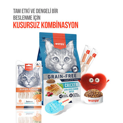 Wanpy Superfood Somonlu, Chia & Deniz Yosunlu 12’li – Krema Kedi Ödülü 5×14 g - Thumbnail