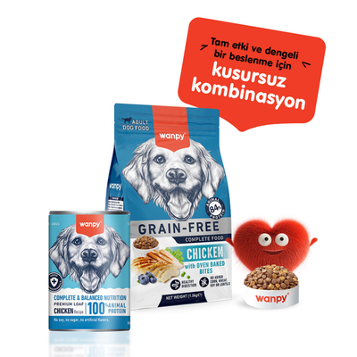 Wanpy Tahılsız Köpek %100 Gerçek Et 375 gr Tavuklu Konserve 12 Adet - Thumbnail